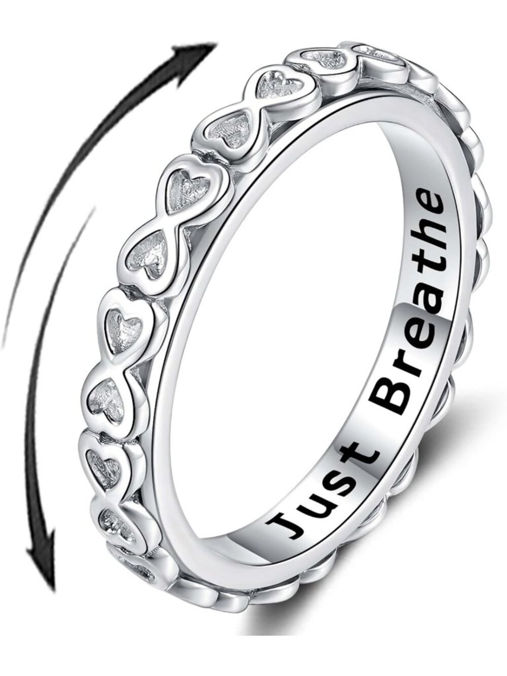 Sterling Silver Fidget Spinner Ring for Women | Stackable Anxiety Relief Jewelry